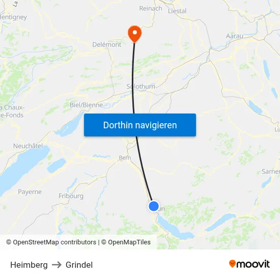 Heimberg to Grindel map