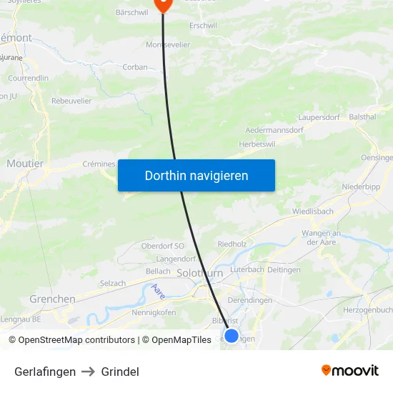 Gerlafingen to Grindel map