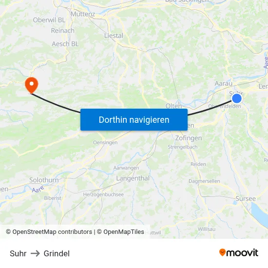 Suhr to Grindel map