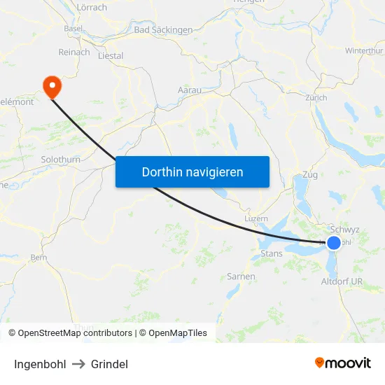 Ingenbohl to Grindel map