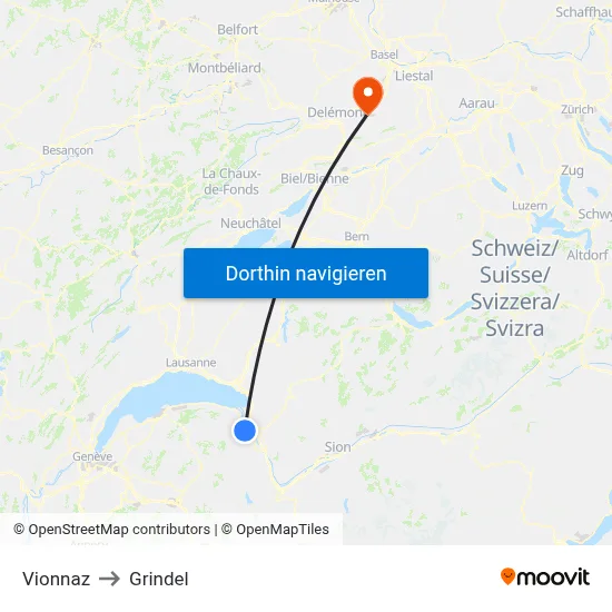Vionnaz to Grindel map