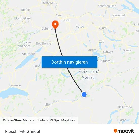 Fiesch to Grindel map