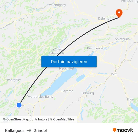 Ballaigues to Grindel map