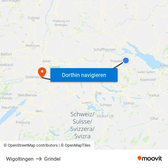 Wigoltingen to Grindel map