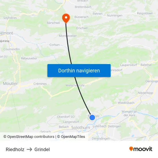Riedholz to Grindel map