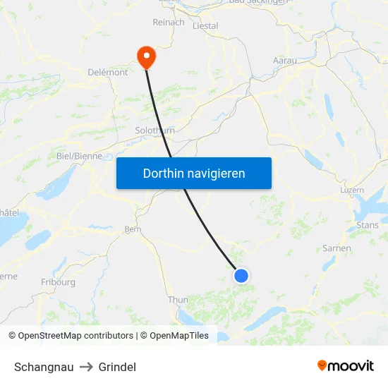Schangnau to Grindel map