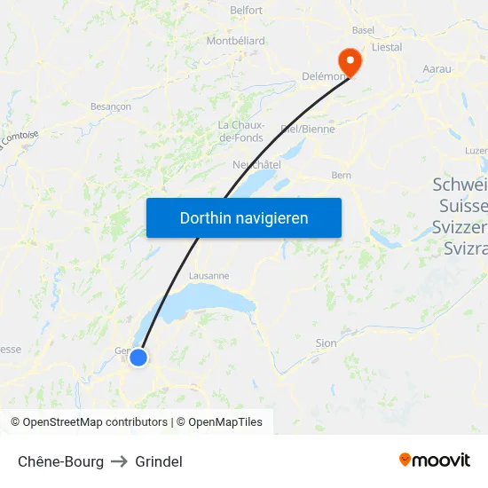 Chêne-Bourg to Grindel map
