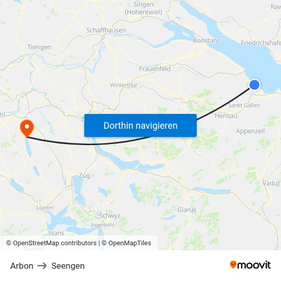 Arbon to Seengen map