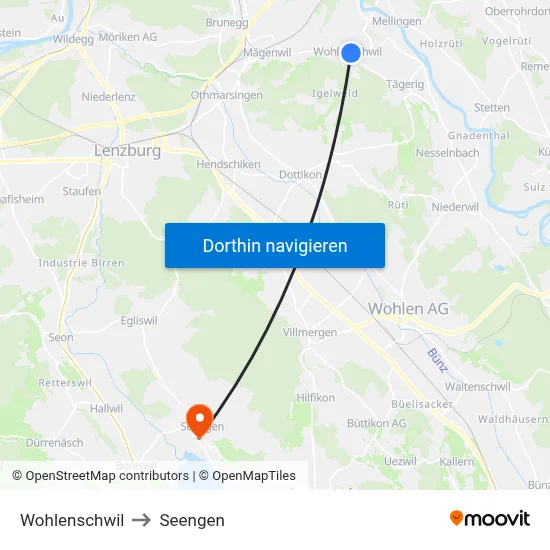 Wohlenschwil to Seengen map