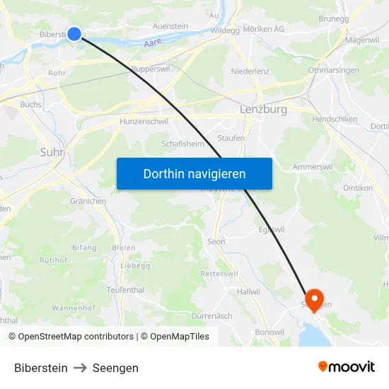 Biberstein to Seengen map