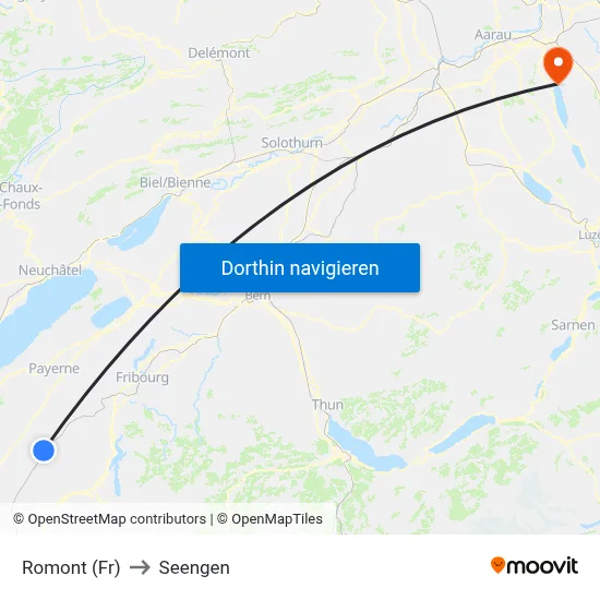 Romont (Fr) to Seengen map