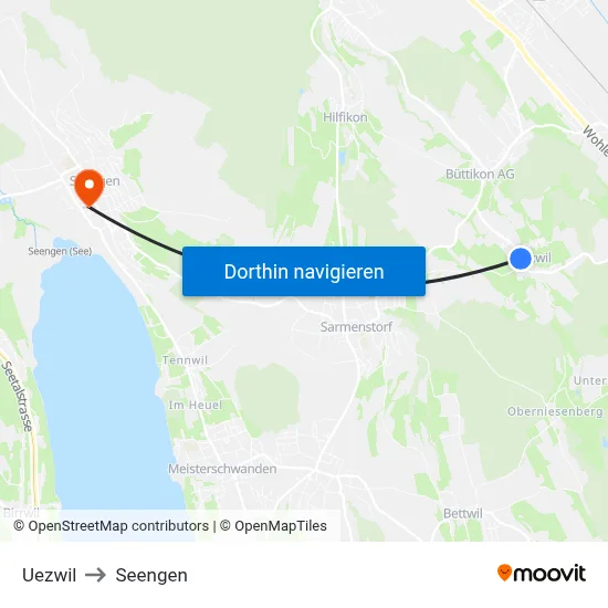 Uezwil to Seengen map