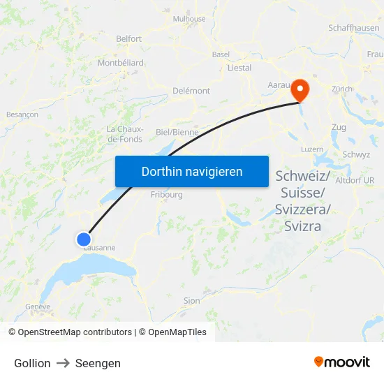 Gollion to Seengen map