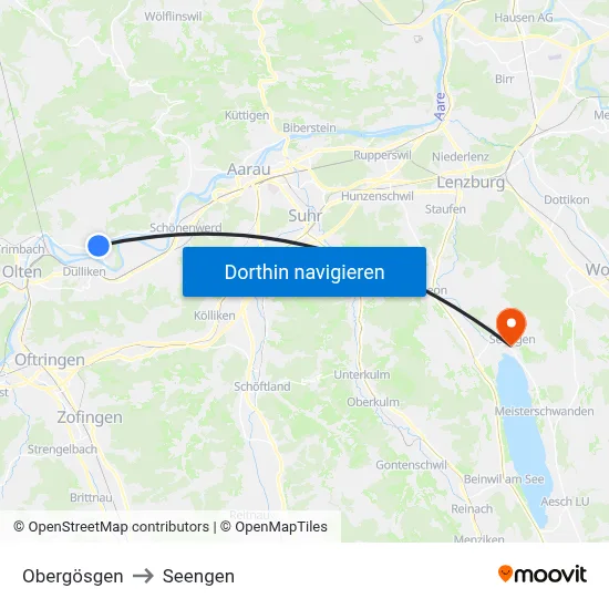Obergösgen to Seengen map