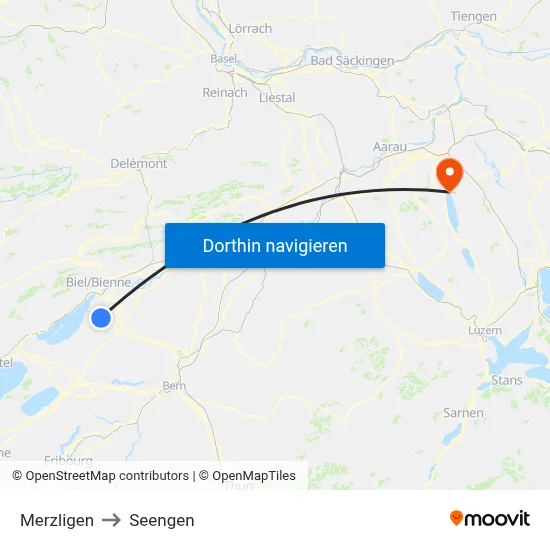 Merzligen to Seengen map