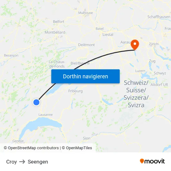 Croy to Seengen map