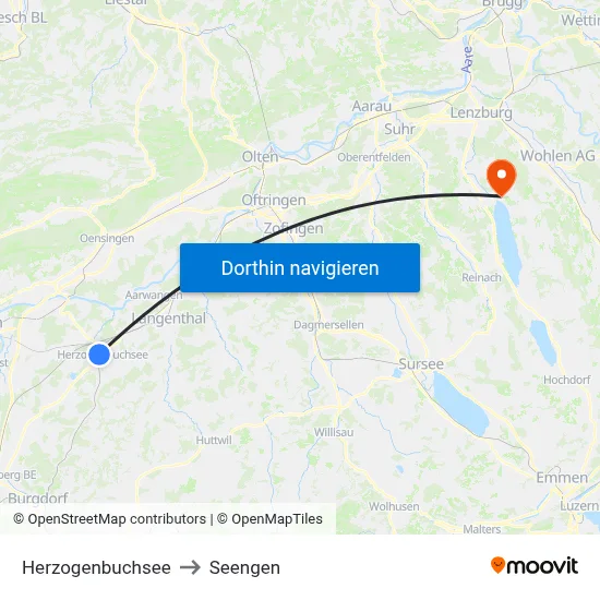 Herzogenbuchsee to Seengen map