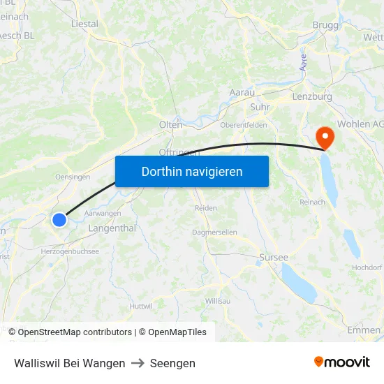 Walliswil Bei Wangen to Seengen map