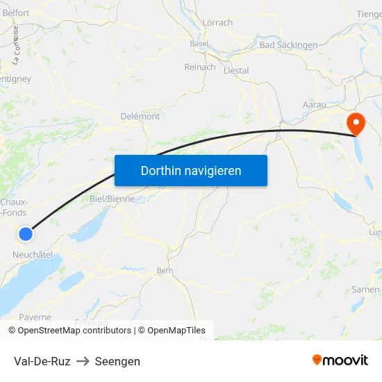 Val-De-Ruz to Seengen map