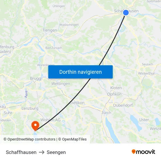 Schaffhausen to Seengen map