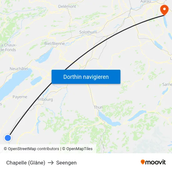 Chapelle (Glâne) to Seengen map