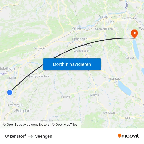 Utzenstorf to Seengen map