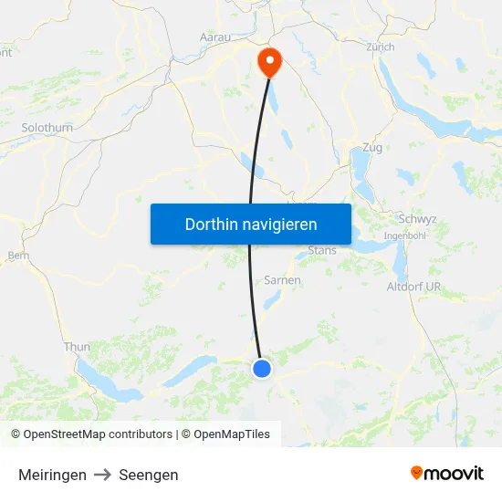Meiringen to Seengen map