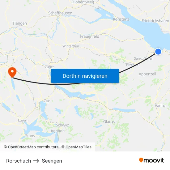 Rorschach to Seengen map