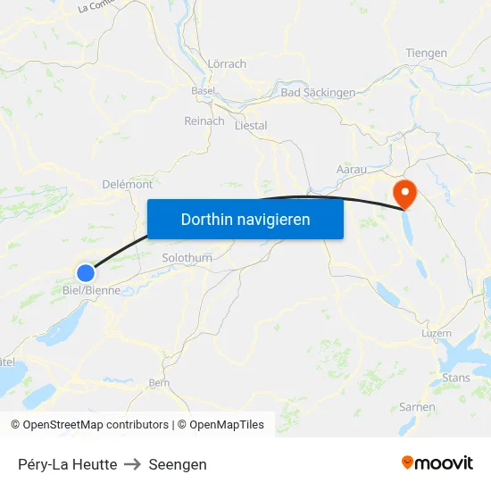 Péry-La Heutte to Seengen map