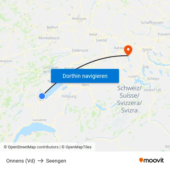 Onnens (Vd) to Seengen map