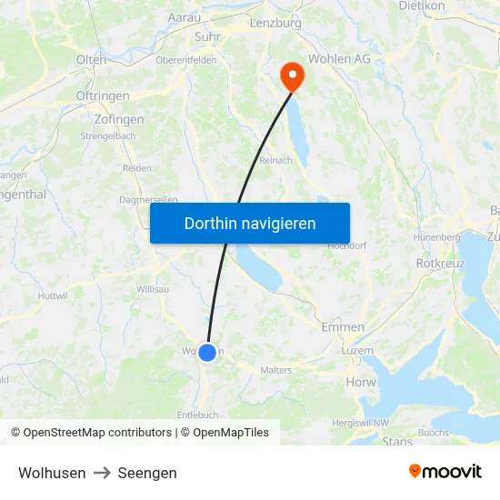 Wolhusen to Seengen map