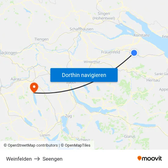 Weinfelden to Seengen map