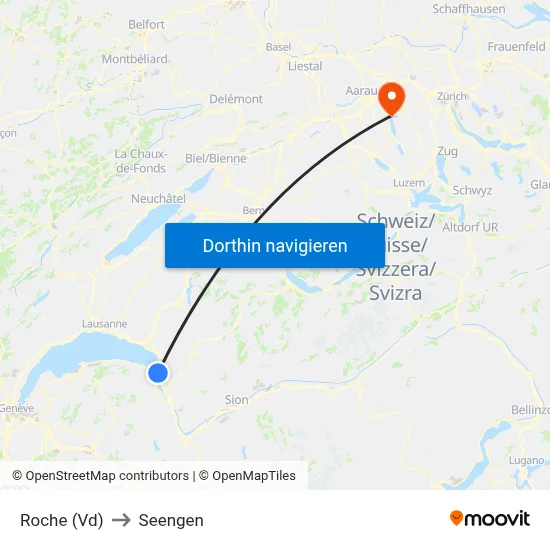 Roche (Vd) to Seengen map