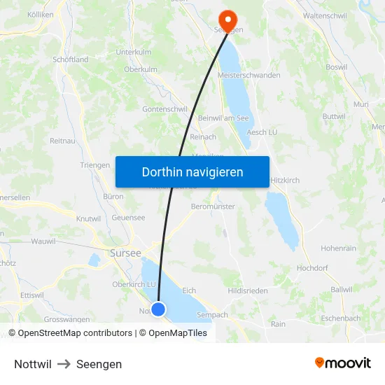 Nottwil to Seengen map