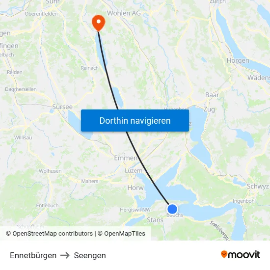 Ennetbürgen to Seengen map