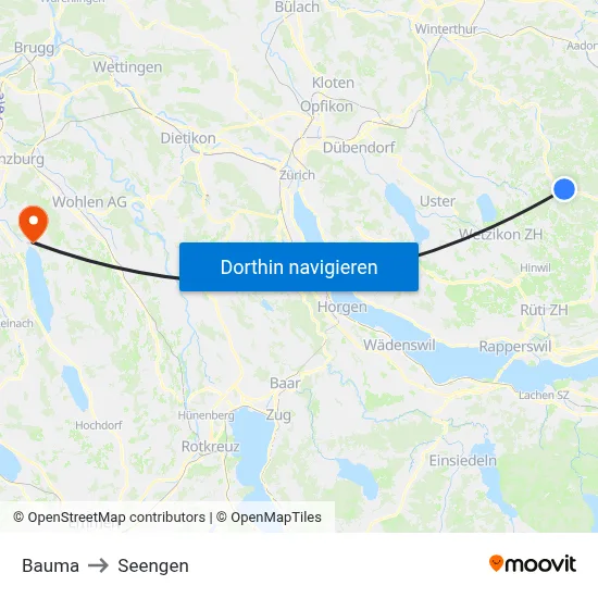 Bauma to Seengen map