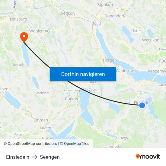 Einsiedeln to Seengen map