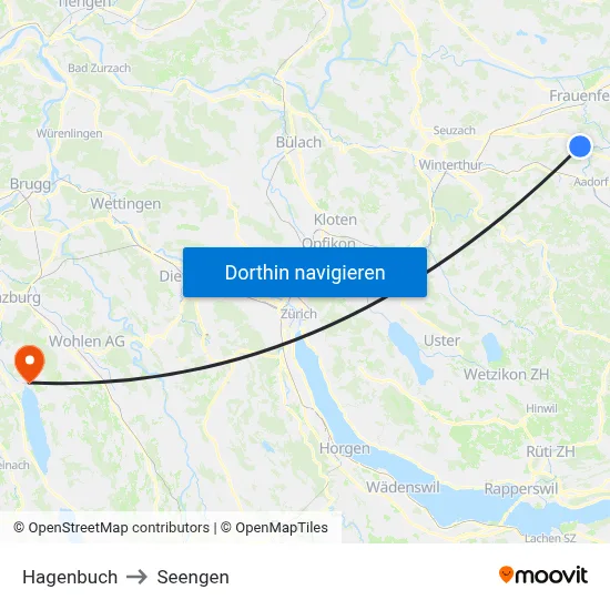 Hagenbuch to Seengen map