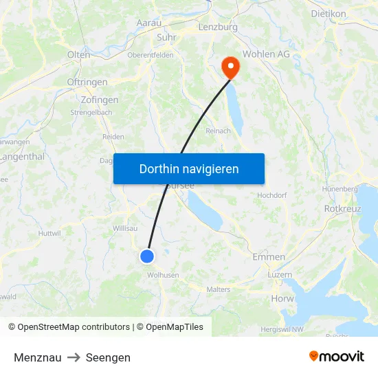 Menznau to Seengen map