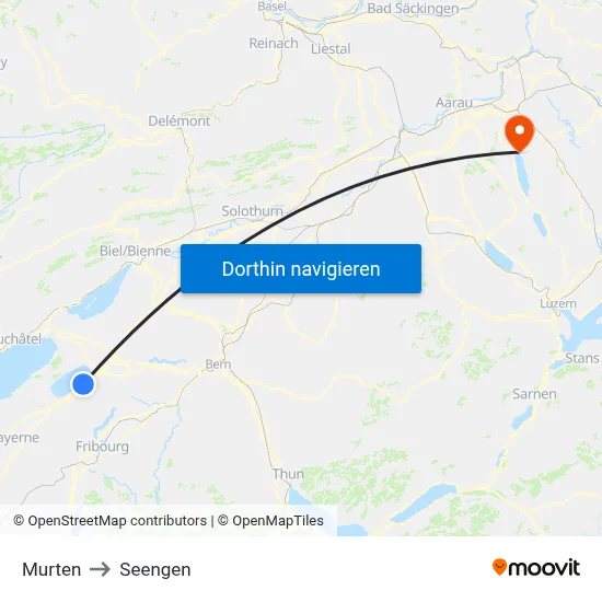 Murten to Seengen map
