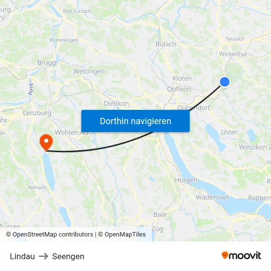 Lindau to Seengen map