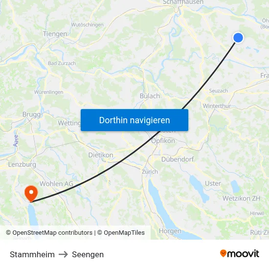 Stammheim to Seengen map
