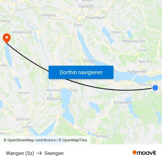 Wangen (Sz) to Seengen map