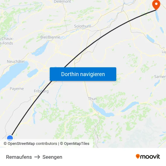 Remaufens to Seengen map
