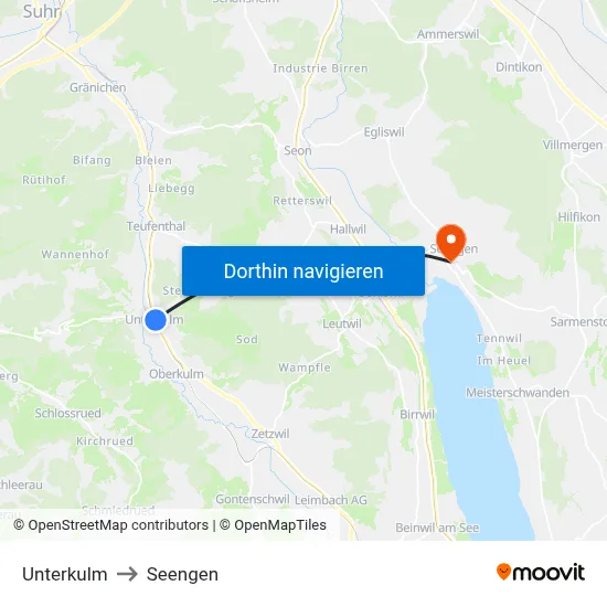 Unterkulm to Seengen map