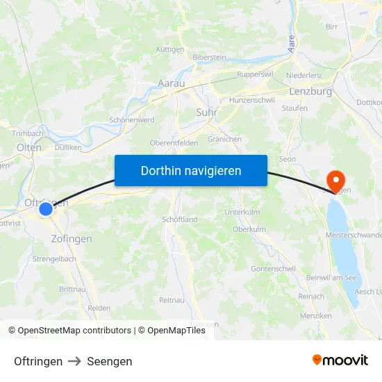 Oftringen to Seengen map