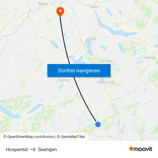 Hospental to Seengen map