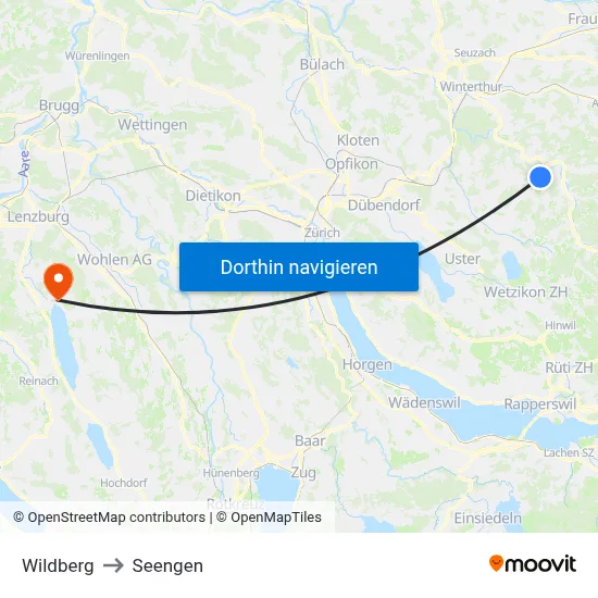 Wildberg to Seengen map