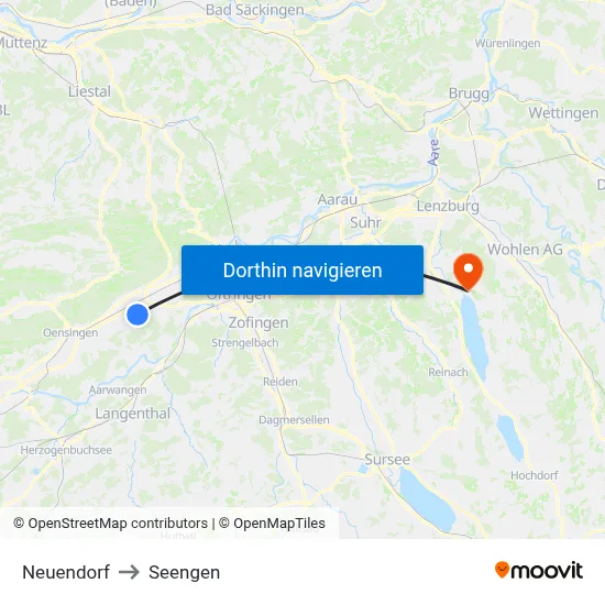 Neuendorf to Seengen map