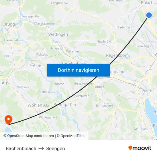 Bachenbülach to Seengen map